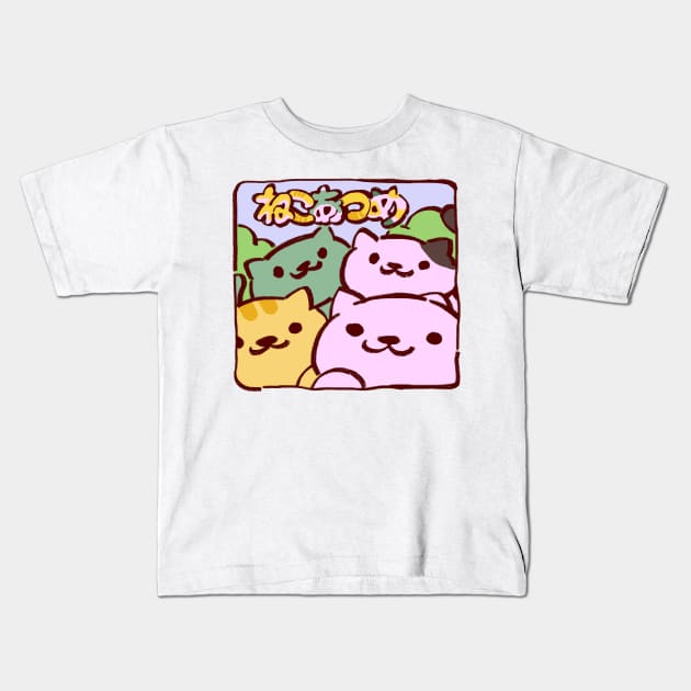 pink pastel kitty collector cats japanese with wiggly frame Kids T-Shirt by mudwizard